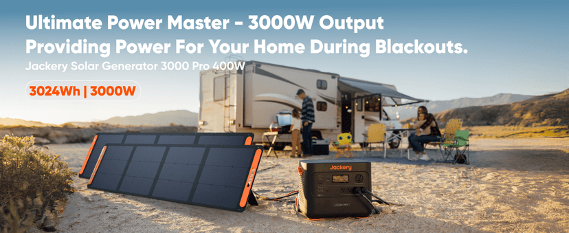 Jackery Solar Generator 3000 PRO 400W, 3024Wh Power Station with 2x200W Solar Panels, Fast Charging in 2.4 Hours, Intelligent BMS, 2xPD 100W Ports for RV Outdoor Camping & Power Outages Black, Orange