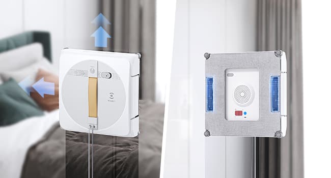 ECOVACS Winbot W1 Pro Window Cleaning Robot, Intelligent Cleaning with Dual Cross Water Spray Technology, Win SLAM 3.0 Path Planning, 2800Pa Suction Power, Edge Detection Technology, App Control,Grey