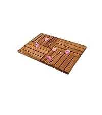 Utoplike Teak Shower Bench Seat with Handles, Portable Wooden Spa Bathing Stool with Storage Towel Shelf, 22" x 13" x 18.6", Perfect for Indoor and Outdoor Use