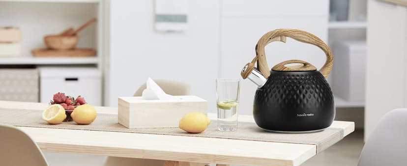 Tea Kettle Stovetop,2.5QT Stainless Steel Whistling Teapot for Stove Top Aesthetic,Portable Water Kettles Camping with Anti-hot Silicone Handle,Suitable for All Heat Sources,Black