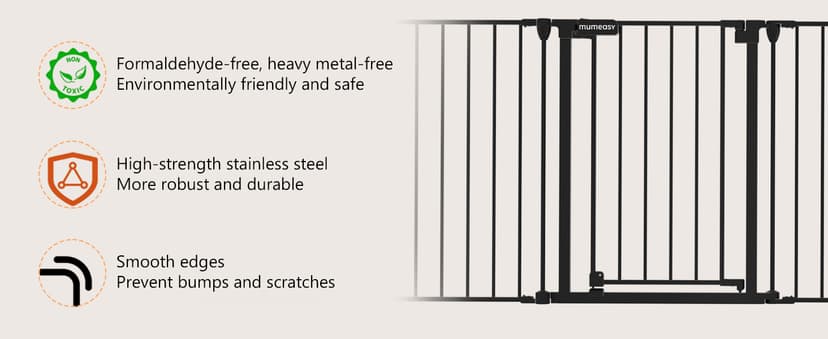 150" Extra Wide Baby Gate, Play Yard Child Safety Gate, Dog Gates with Auto-Close Door, Double Locking System for The House Doorways, Fireplace, Kitchen, 6-Panels, 30" Tall