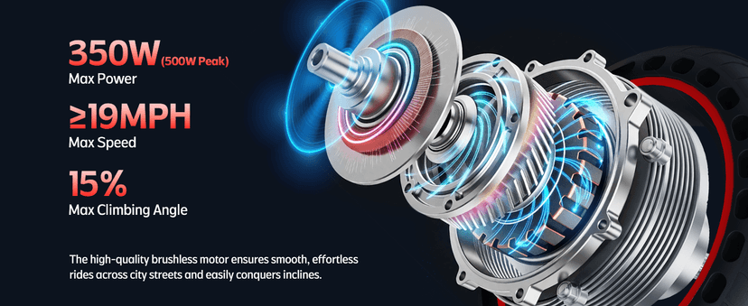 Electric Scooter for Adults- 10.4Ah Battery 350W(500W Peak) Motor, ≥19MPH & 25 Miles Long Range, 8.5'' Solid Tires Foldable with Dual Brake, Lightweight Portable Commuter E Scooter for Urban Travel