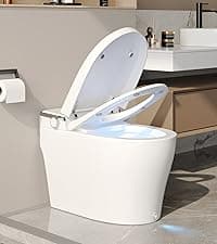 DeerValley Smart Bidet Toilet, One Piece Bidet Toilet for Bathrooms, Toilets with Auto Open/Close Lid, Heated Seat, Warm Dryer, Foot Sensor Operation, Night Light,Tankless Toilets with LED Display