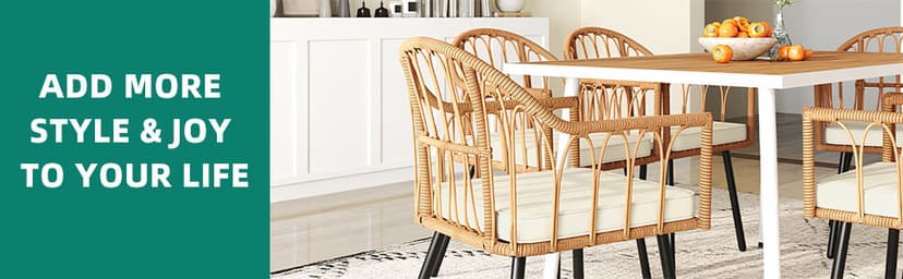 YITAHOME 4 Pieces Rattan Wicker Dinning Chairs, Outdoor Indoor Patio Furniture Set with Cushion and Curved Back All Weather Bistro Chair for Garden Backyard Porch Poolside Restaurant (Beige)