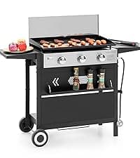 Captiva Designs 4-Burner Propane Gas BBQ Grill with Side Burner & Porcelain-Enameled Cast Iron Grates, 42,000 BTU Output Stainless Steel Grill for Outdoor Cooking Kitchen and Patio Backyard Barbecue