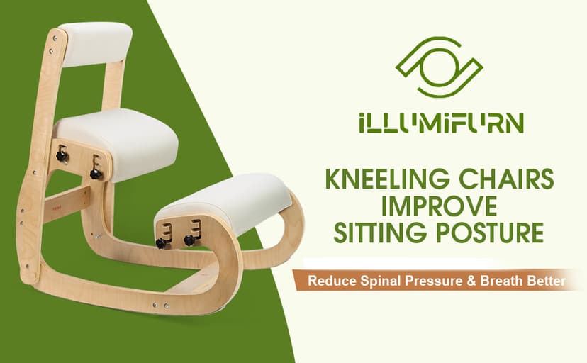 Ergonomic Kneeling Chair with Back Support,Kneeling Chair Improve Posture and Relife Back Pain,Soft Memory Arc-Pad and Wood Adjustable Height Rocking Knee Chairs,Ideal for Office Home Desk,Natual
