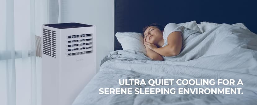 SereneLife Small Air Conditioner Portable 10,000 BTU with Built-in Dehumidifier - Portable AC unit for rooms up to 450 sq ft - WiFi app + Remote Control, Window Mount Exhaust Kit
