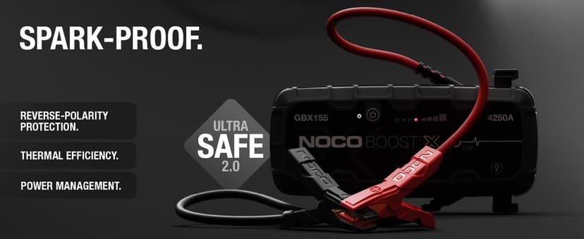 NOCO Boost X GBX155: 4250A UltraSafe Jump Starter – 12V Lithium Battery Booster Pack, Portable Jump Box, Power Bank & Jumper Cables - for 6.5L Gas and 4.0L Diesel Engines