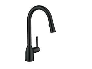 Moen Adler Chrome One-Handle High Arc Kitchen Sink Faucet with Power Clean, Modern Kitchen Faucet with Pull Down Sprayer, 87233