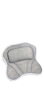 Lady McBath Bath Pillow - Luxury Bath Pillows for Tub Neck and Back Support - Powerful Suction Cups, Machine Washable Bathtub Accessory for Relaxation (Grey)