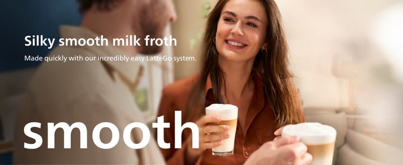 PHILIPS 3300 Series Fully Automatic Espresso Machine with integrated milk frother and grinder, 5 Hot & Iced Coffee Pre-Sets, 40% Quieter SilentBrew, 15-Bar Pressure, Glossy Black (EP3326/90)