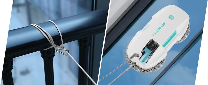 HAUSHOF Robot Window Cleaner with 3800Pa Suction, Auto Water Spray, AI Path Planning & Edge Detection, Remote Control for High-Rise Window, Glass Door