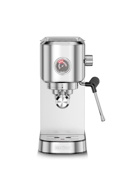Espresso Machine 20 Bar with Milk Frother, Stainless Steel Coffee Maker with 42 oz Removable Water Tank for Cappuccino, Latte&Cold Brew, Home&Office, Silver