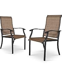 NUU GARDEN Patio Dining Chairs Set of 4, All Weather Outdoor Padded Textilene Patio Chairs, Breathable Spring Motion Textile High Back Outdoor Dining Chairs for Backyard, Lawn, Deck, Grey