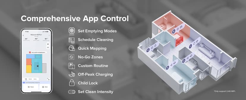 roborock Q5 Pro+ Robot Vacuum and Mop, Self-Emptying, 5500 Pa Max Suction, DuoRoller Brush, Hands-Free Cleaning for up to 7 Weeks, Precise Navigation, Perfect for Hard Floors, Carpets, and Pet Hair