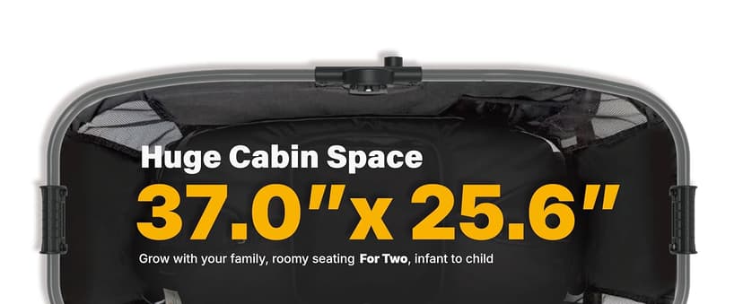 Tandem Wagon Stroller for 2 Kids, All-Terrain with Removable UV-Protection Canopy, Adjustable Push/Pull Handle, Snack Tray & Cup Holders, Perfect for Baby and Toddler(Khaki)