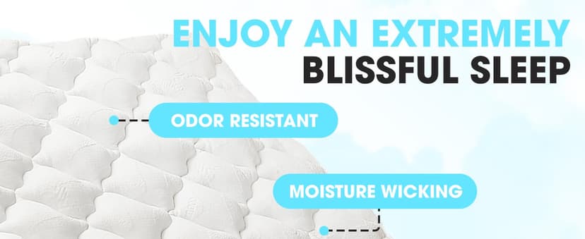 Cheer Collection Queen Size Mattress Topper – Extra Thick and Plush Pillow Top Mattress Pad, Soft Rayon from Bamboo Cover, Cooling, Breathable, and Machine Washable Mattress Topper for Queen Bed