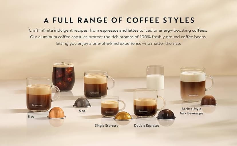 Nespresso Vertuo Plus Deluxe Coffee and Espresso Maker by De'Longhi, Titan with Aeroccino Milk Frother, 110 Volts