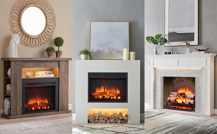 LegendFlame 23" W Free Standing Electric Fireplace White Birch Log Set (EF290A-WB), Fireplace Insert, Heater 750W/1500W, Crackling Sound, Remote Control