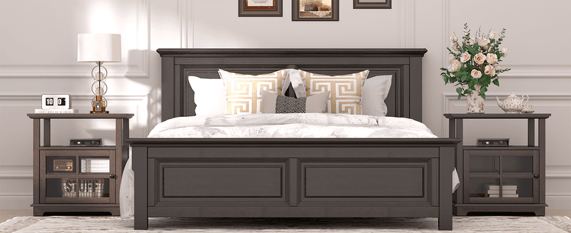 HIFYOBRO 24''Tall End Table with Charging Station, Adjustable Shelf, Storage Side Table,21" Large Nightstand for Living Room, Bedroom,Espresso