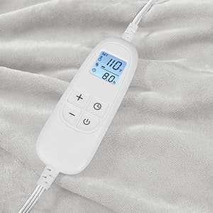 Electric Heated Blanket Queen Size with 6 Levels & 8h Auto Off, Ultra Soft Flannel Full Body Heating Blanket, Machine Washable, Warm Gray, 84" x 90"