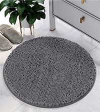 HOMEIDEAS 3 Pieces Bathroom Rugs, Ultra Soft Non Slip Absorbent Chenille Toilet Bath Mat Set (Grey)