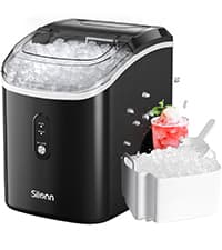 Nugget Ice Maker Countertop, Silonn Chewable Pellet Ice Machine with Self-Cleanin Function, 33lbs/24H Portable Ice Makers for Home Kitchen Officce, Black