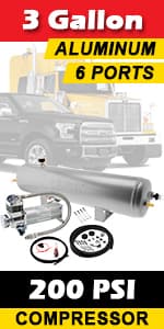 Vixen Horns 12V Air Compressor with Tank 1.5 Gallon - 150 PSI Working Pressure Onboard Air System for Train Horns/Inflating Tires, VXO8315