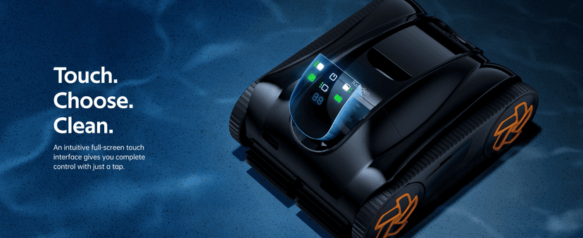 Pool Cleaner K20, 2H Runtime Cordless Robotic Pool Vacuum, Touch Screen, Smart Navigation, Cleans Floor, Walls, Waterline, Ideal for Above & In-Ground Pools, Self-Parking