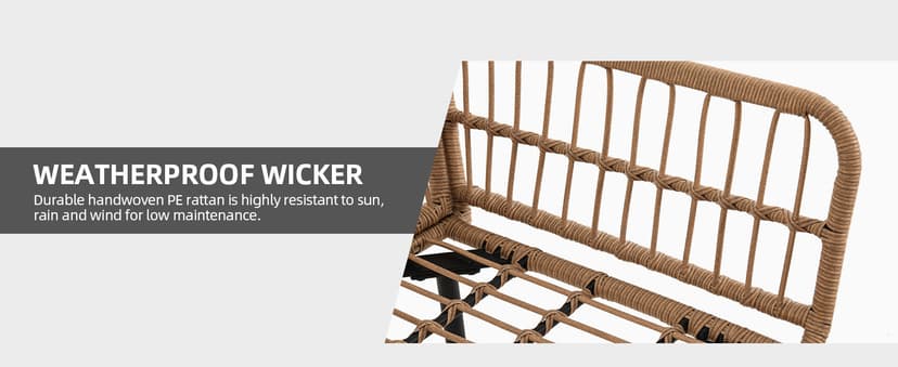 DWVO Patio Furniture Set 3 Piece Outdoor Wicker Conversation Set with Detachable Cushions and Coffee Table L-Shaped Sectional Sofa Set Outdoor Furniture Set for Backyard Porch Deck - Beige