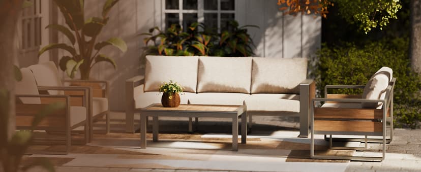 ZANDOR Outdoor Aluminum Patio Furniture - 1 Pcs 3-Seat, All-Weather Metal Modern Outside Sofa with Washable Thick Cushion for Garden/Backyard/Porch, Grey