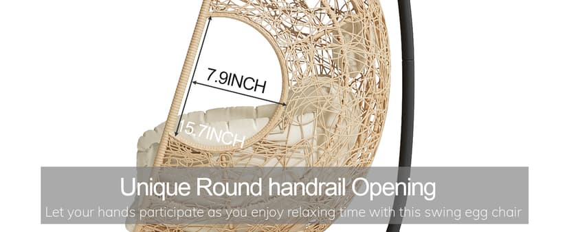 Oversized Hanging Egg Chair Outdoor Indoor, Wicker Swing Egg Chair with Stand 400lbs Capacity for Bedroom, Patio, Garden and Balcony (Beige-nest, Oversize)