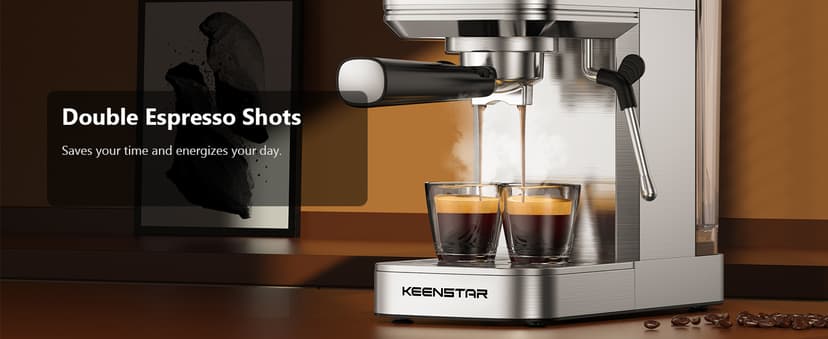 KEENSTAR 20Bar Espresso Machine with Rapid Cold Brew, Hot & Iced Coffee Machine, Espresso Maker with Milk Frother Steam Wand, Touch Screen with 40oz Water Tank for Latte, Cappuccino, Gift