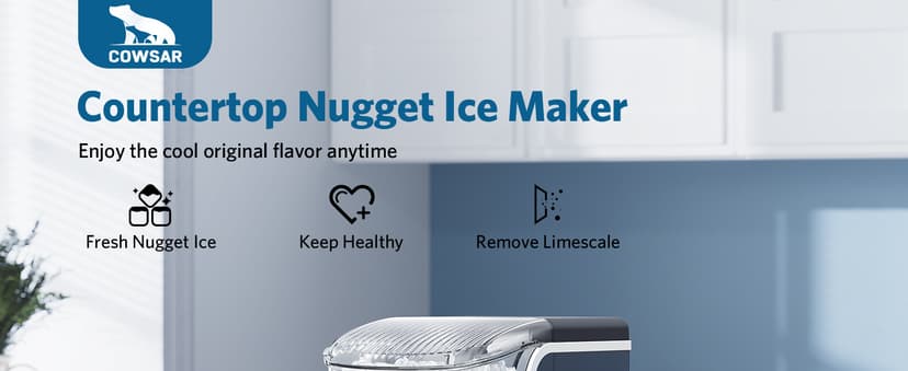 COWSAR Nugget Ice Makers Countertop Soft Chewable Pellet Ice Machine with Auto-Cleaning Function, 35Lbs/24H, Portable Ice Makers for Kitchen, Office, Home,Silver