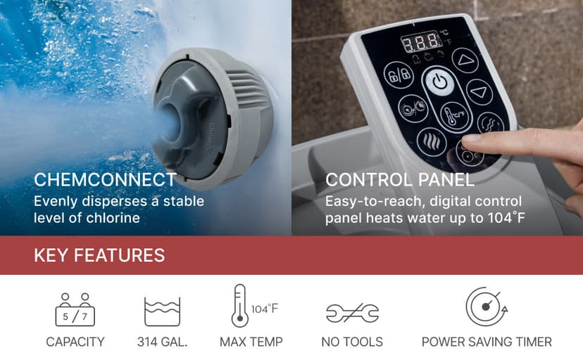 Coleman SaluSpa Sicily AirJet 7 Person Inflatable Hot Tub Round Portable Outdoor Spa with 180 Soothing AirJets and Insulated Cover, Gray