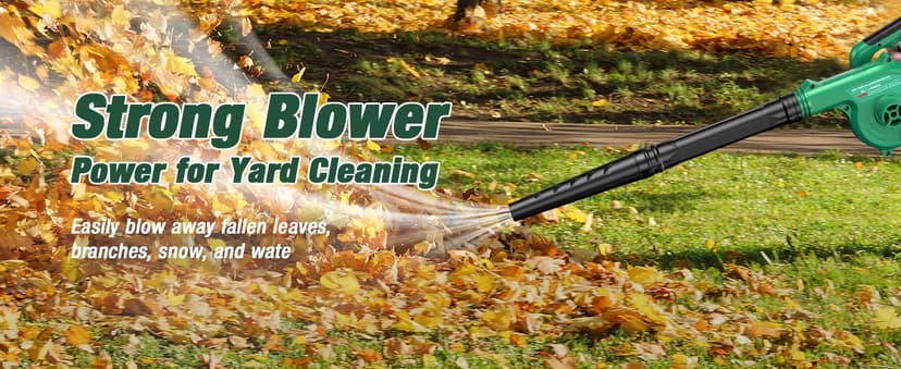 K I M O. Cordless Leaf Blower Vacuum Combo 4 in 1, 3 Nozzles &3 Modes for Inflation & Deflation, Extended Tube & Variable Speed, 20000RPM 150MPH, 2x2000mAh Battery Powered Leaf Blowers for Lawn Care
