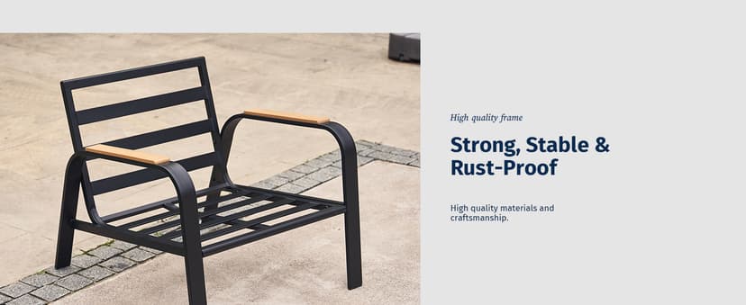 EAST OAK 5 Seats Patio Furniture Set, Waterproof Outdoor Patio Furniture with Thick Cushion, 4-Piece Outside Conversation Set with Coffee Table for Garden and Yard, Misty Grey