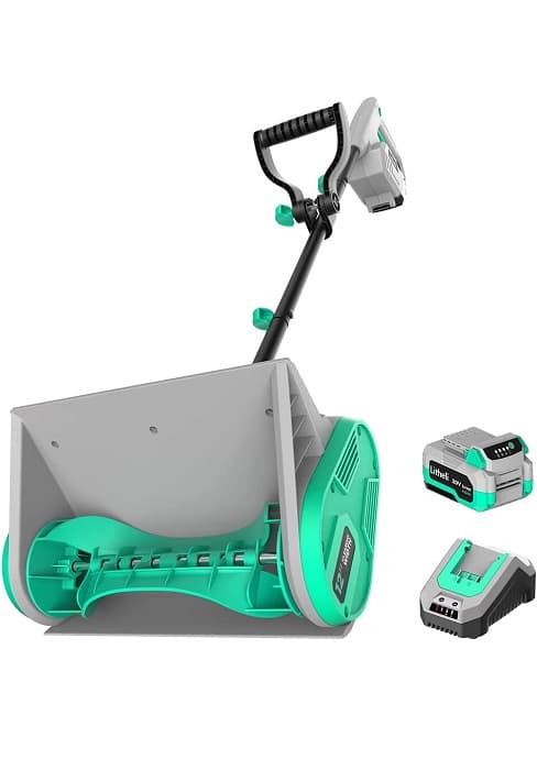Litheli 2x20V Battery Powered Cordless Snow Blower, 20'' Brushless Electric Snow Thrower with Wheels, LED Lights, 180° Chute, Powerful Snow Removal Kit with 4.0Ah Battery and Fast Charger