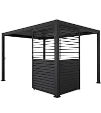 111S Takasho Louvered Pergola 10x13 Wood Grain Outdoor Aluminum Pergola with Adjustable Rainproof Roof Full Aluminum Frame Ideal for Outdoor Deck Garden Patio Durable, Cherry Oak