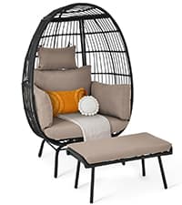 YITAHOME Wicker Egg Chair - Outdoor Rocking Chair for Patio, Grey