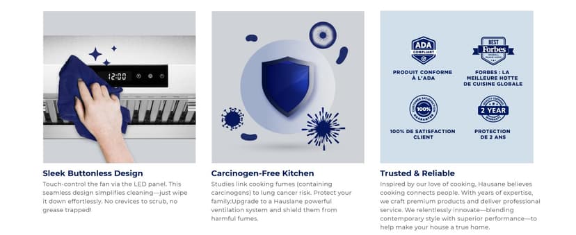 Hauslane Range Hood 30 Inch - Under Cabinet Range Hood 30" Stainless Steel Kitchen Hood, Vent Hood 30 Inches, Stove Vent Hood for Kitchen, Vent Hoods 30 Inch with LED - Chef Series PS18