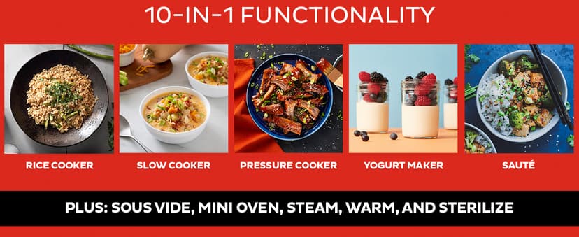 Instant Pot Pro 10-in-1 Pressure Cooker, Slow Cooker, Rice/Grain Cooker, Steamer, Sauté, Sous Vide, Yogurt Maker, Sterilizer, and Warmer, Includes App With Over 800 Recipes, Black, 6 Quart