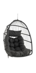 Giantex Hammock Chair Stand Only, Heavy Duty Steel C-Stand for Hanging Chair, 360° Rotation Egg Chair Stand W/Carabiner, 2" Diameter Steel Pipe, 81.5" H Stand for Swing Chair Outdoor Indoor