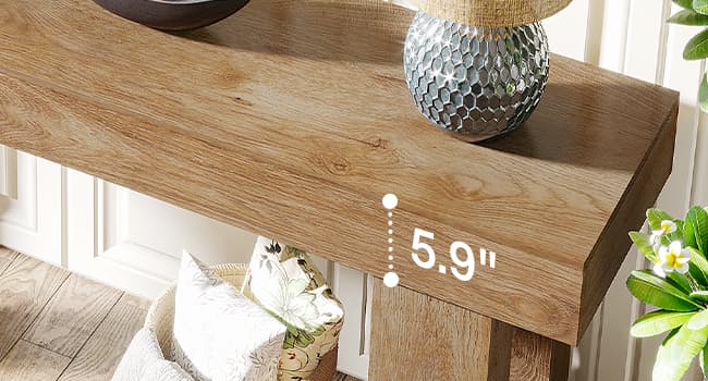 Tribesigns 63-Inch Long Console Table, Wooden Rectangular Sofa Table Behind The Couch, Farmhouse Entryway Table for Entrance, Hallway, Living Room (Natural)