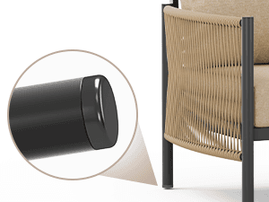 Aluminum Outdoor Patio Furniture Set, HDPE Rope 5 Piece Modern Sectional Conversation Sets with Dual-Layer Coffee Table, All Weather Patio Couch Sofa with Thick Cushions, Gray Frame, Gray