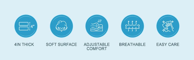 MASVIS King Size Dual Layer 4 Inch Memory Foam Mattress Topper, 2 Inch Gel Memory Foam and 2 Inch Cooling Pillow Top Mattress Pad Cover for Back Pain, Medium Support