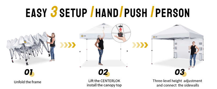 CROWN SHADES Canopy Tent, 10 x 10 Foot Portable Pop Up Outdoor Shelter with Pocket Sidewall, Push Center Lock, UV Protection, and Carry Bag, Navy Blue