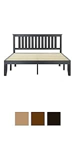 Mellow Naturalista Classic - 12 Inch Solid Wood Platform Bed with Wooden Slats, No Box Spring Needed, Easy Assembly, Queen, Pine