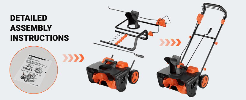 VOLTASK 48V Cordless Snow Blower, 48-Volt | 20-Inch Brushless Electric Snow Blower Cordless, Battery Snow Blower with Directional Plate & LED Lights (2 * 24V Battery & Dual Quick Charger Included)