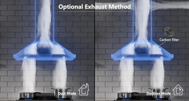 IKTCH 36-inch Wall Mount Range Hood 900 CFM Ducted/Ductless Convertible, Kitchen Chimney Vent Stainless Steel with Gesture Sensing & Touch Control Switch Panel, 2 Pcs Adjustable Lights(IKP02-36'')